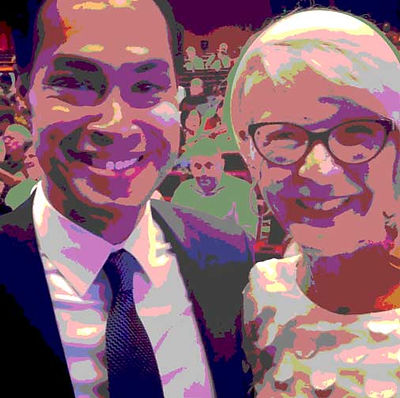 Board member Michelle with Julian Castro